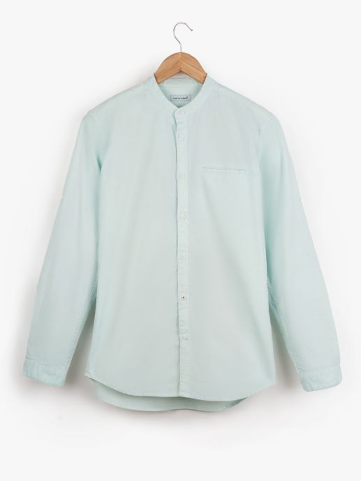 Sky blue mandarin collar shirt